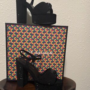 Black Glitter Platform Heels